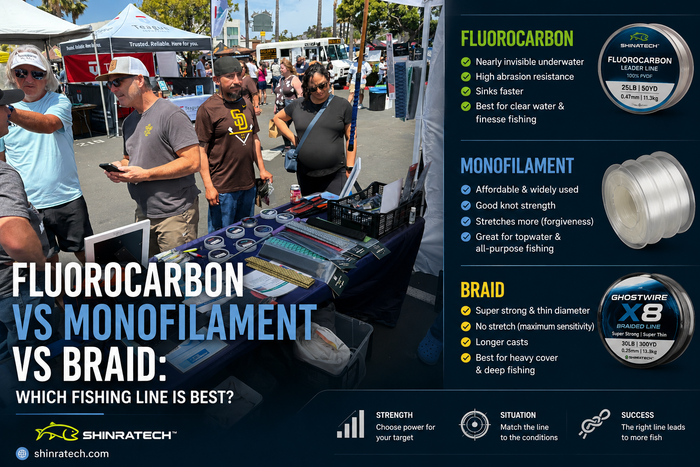 Fluorocarbon vs monofilament vs braid fishing line comparison