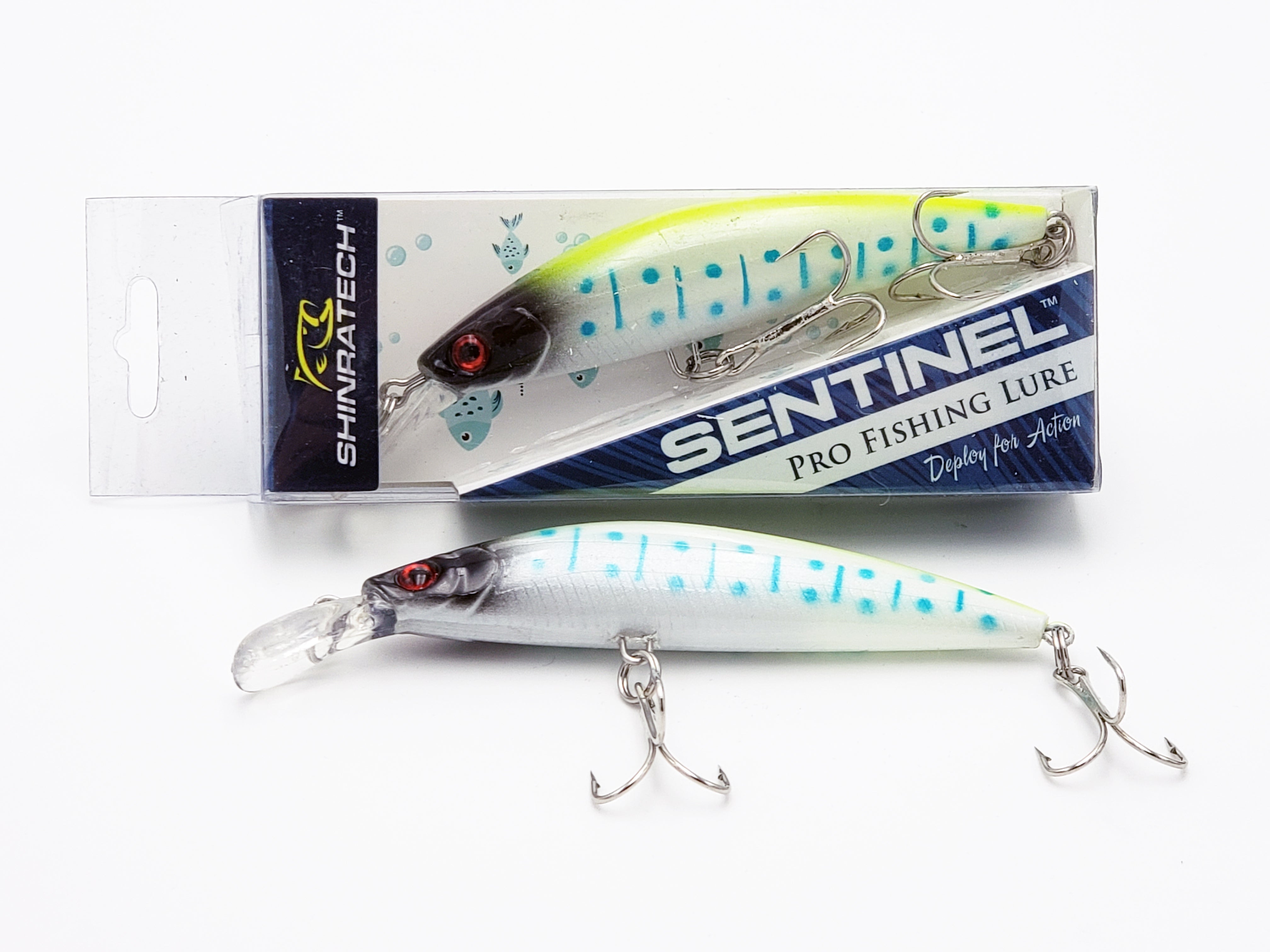Sentinel Lure Dual Hook - White Blue Spot