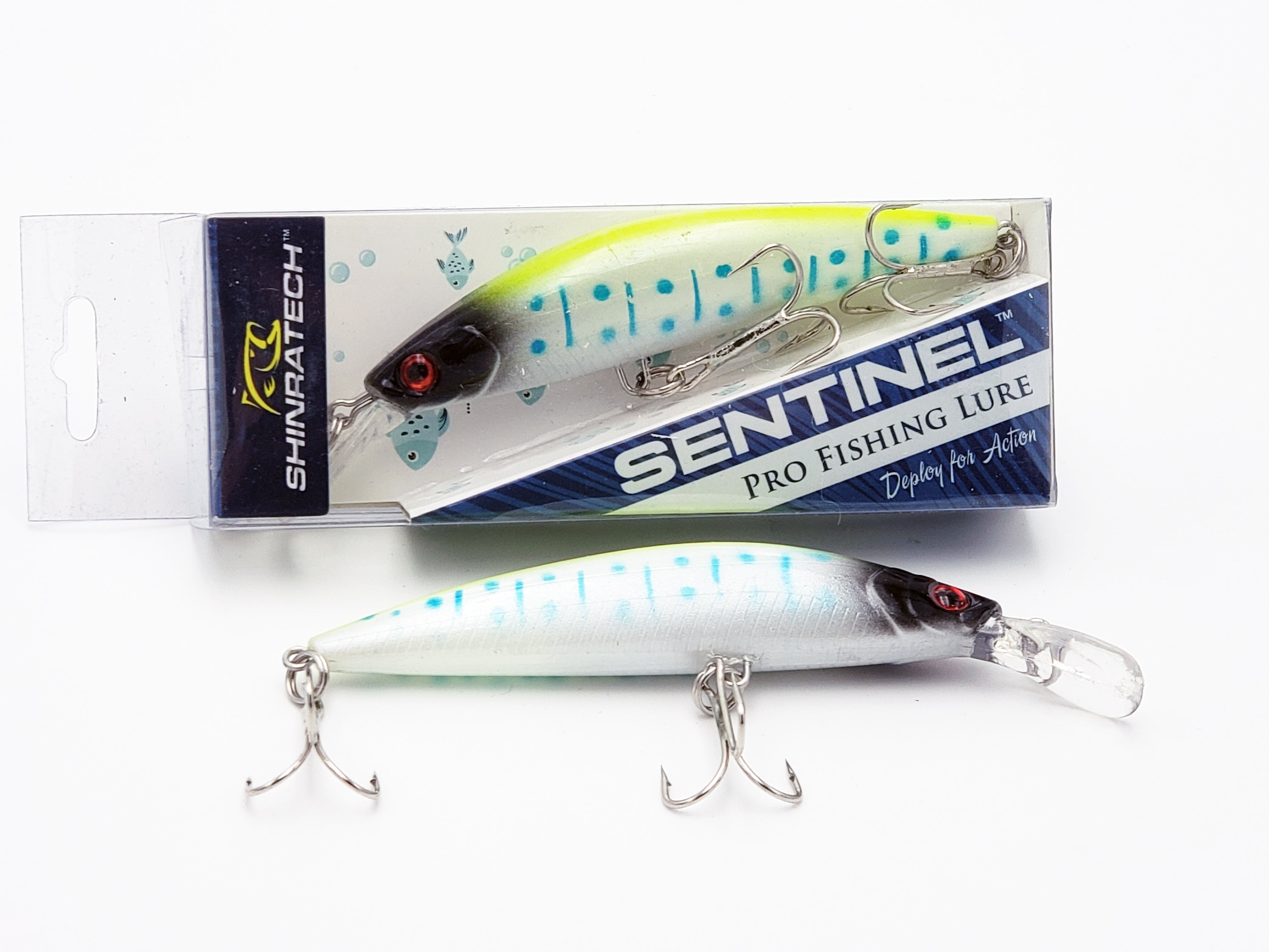 Sentinel Lure Dual Hook - White Blue Spot