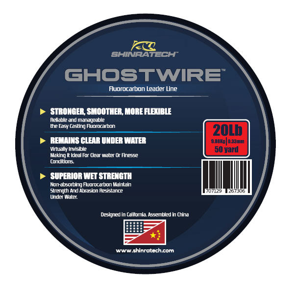 Shinratech Ghostwire Fluorocarbon Leader Line - 20lb 50yard spool