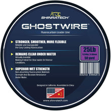 Load image into Gallery viewer, Shinratech Ghostwire Fluorocarbon Leader Line - 25lb 50yard spool
