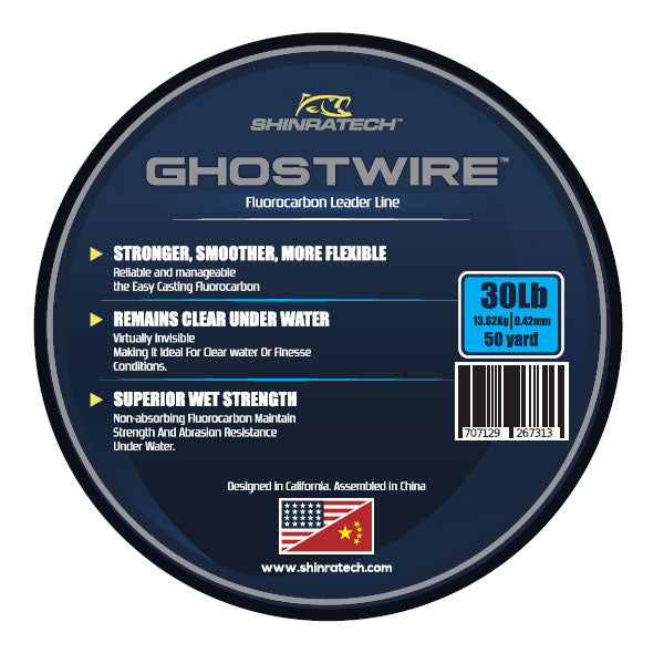 Shinratech Ghostwire Fluorocarbon Leader Line - 30lb 50yard spool