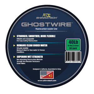 Shinratech Ghostwire Fluorocarbon Leader Line - 40lb 50yard spool